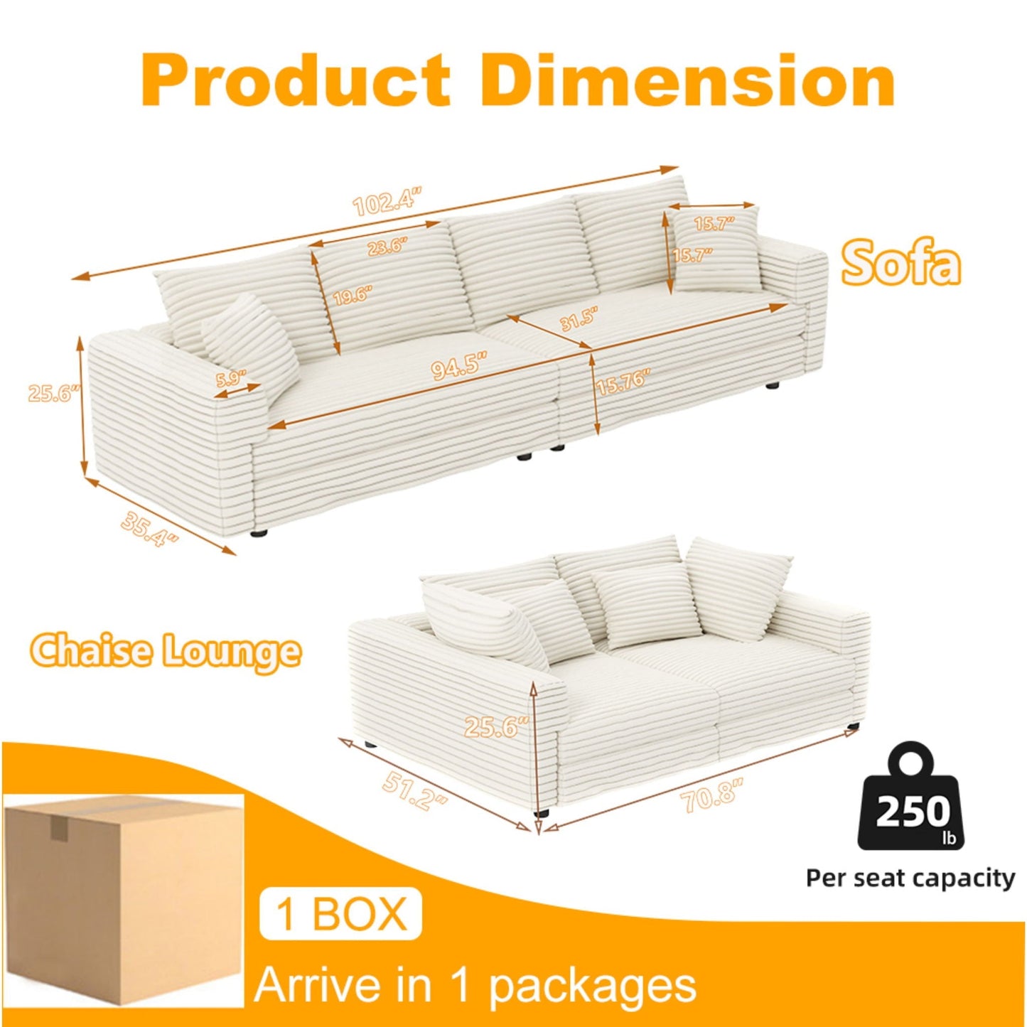 4 Seat Sofa, Modern Comfy Upholstered Sofa Cloud Couch, Deep Seat Couches With Soft Pillows
