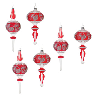 Glittered Glass Pinecone Finial Drop Ornament (Set of 6)