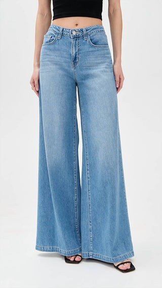 L'Agence - Calça jeans Quincy de cintura alta e perna larga