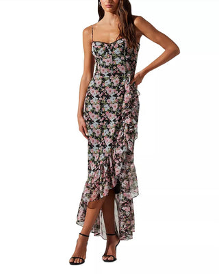 Astr - Vestido alto e baixo floral Brisbane