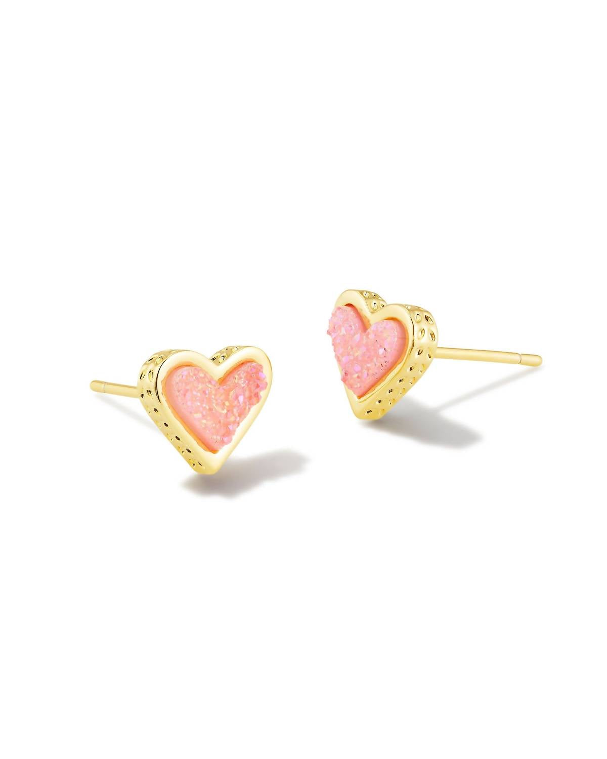 Kendra Scott - Women's Framed Ari Heart Gold Stud Earrings
