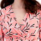 Blusa feminina Anne Klein com estampa de leque rosa tamanho 1X
