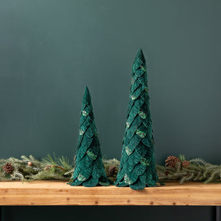 Green Beaded Leaf Pine Tree (Set of 2)