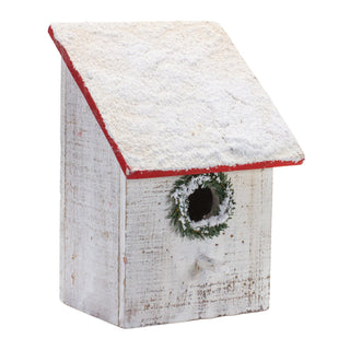 Flocked Wood Birdhouse with Wreath Accent (Set of 4)