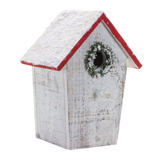 Flocked Wood Birdhouse with Wreath Accent (Set of 4)