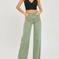 Risen - High Rise Wide Leg Frayed Hem Pants