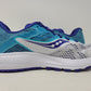 Tênis de corrida Saucony Ride 10 feminino, branco/azul, tamanho 5 B(M) EUA