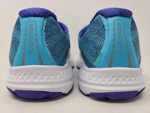 Tênis de corrida Saucony Ride 10 feminino, branco/azul, tamanho 5 B(M) EUA