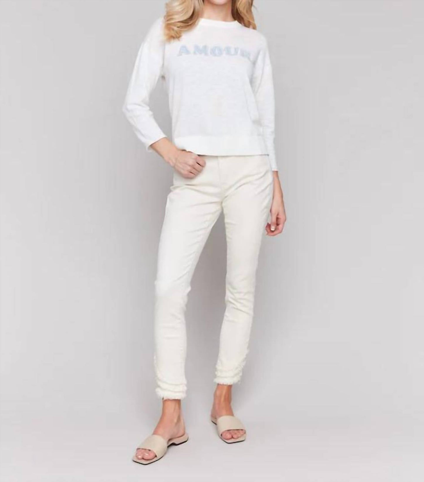 Charlie B - Denim Patch Cotton Sweater