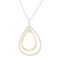 14K Two-Tone Gold Round Cut Diamond Double Burst Pendant Necklace (1.00 cttw, H-I Color, SI2-I1 Clarity)