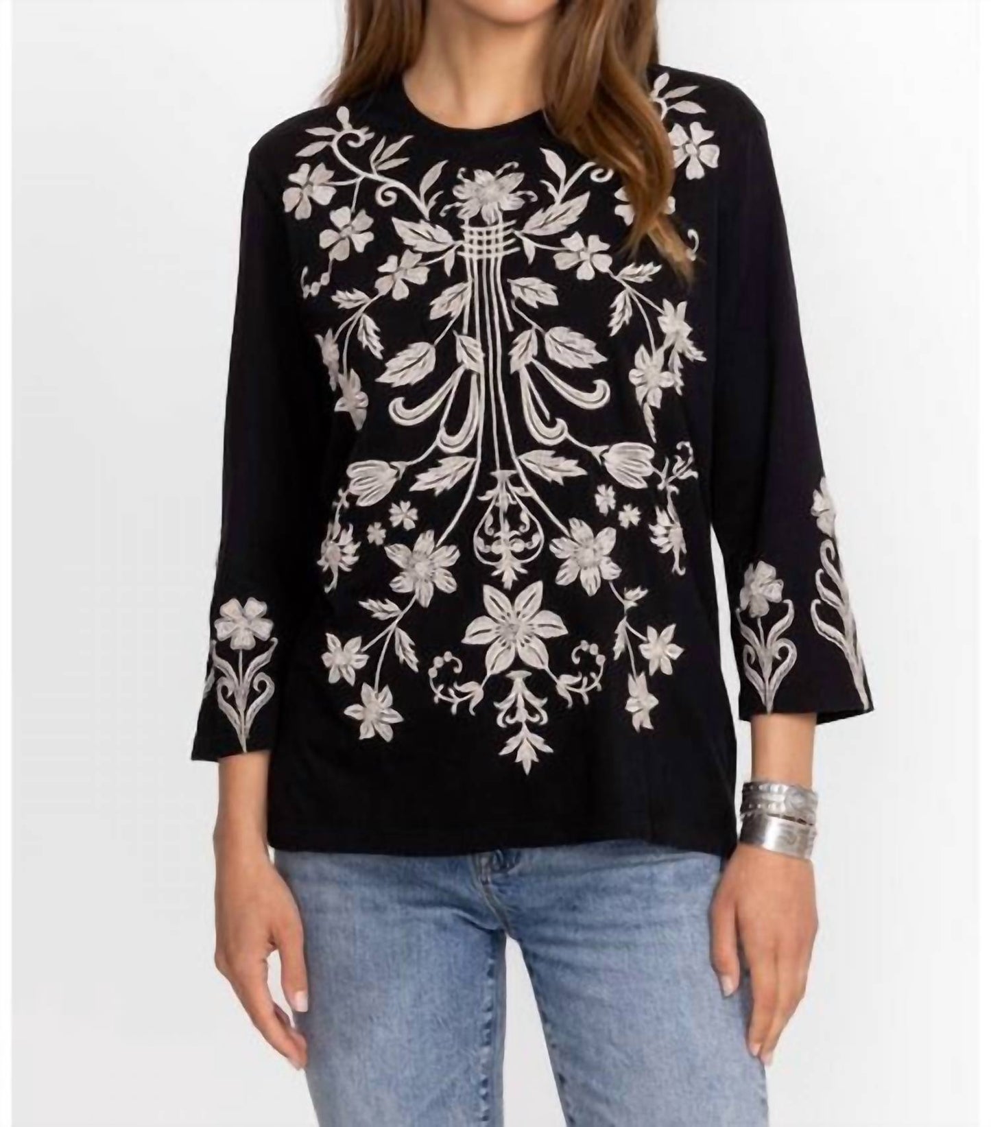 Johnny Was - TALITHIA 3/4 SLEEVE CREW NECK TEE