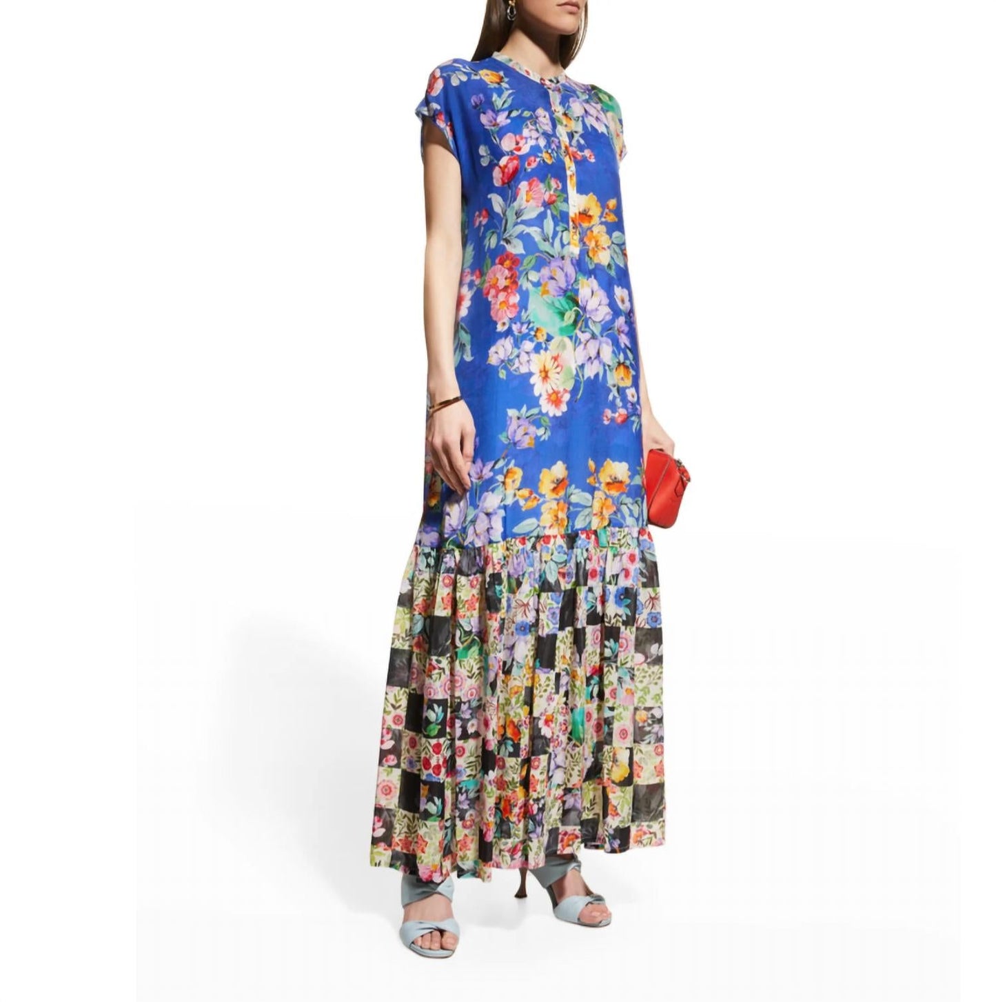 Johnny Was - SKY FLOWER ALBA FLOUNCE RUFFLED MAXI SLIP DRESS