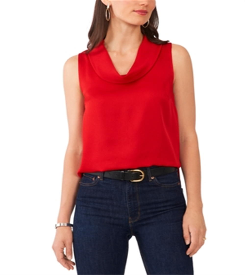 Vince Camuto Blusa sem mangas com decote canoa, vermelha, tamanho 2XL