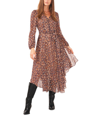 Vestido longo feminino Vince Camuto com cinto alto-baixo azul tamanho XXS