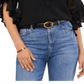 Vince Camuto Top com mangas franzidas e acabamento em pregas, preto, tamanho médio