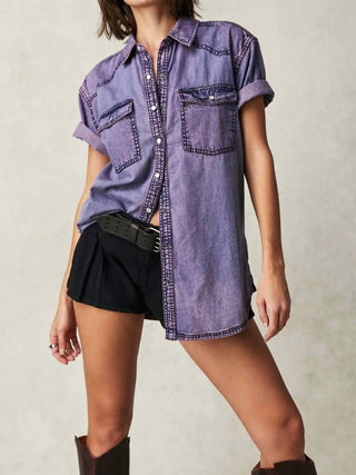 Free People - Short With It Denim Top