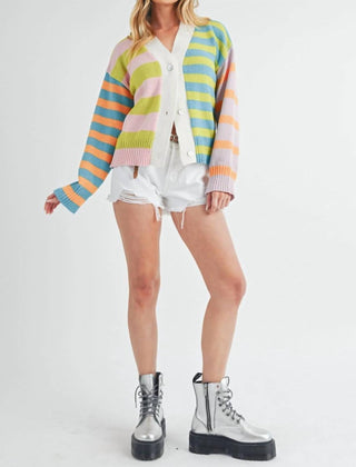 Aemi + Co - Pastel V Neck Button Closure Cardigan