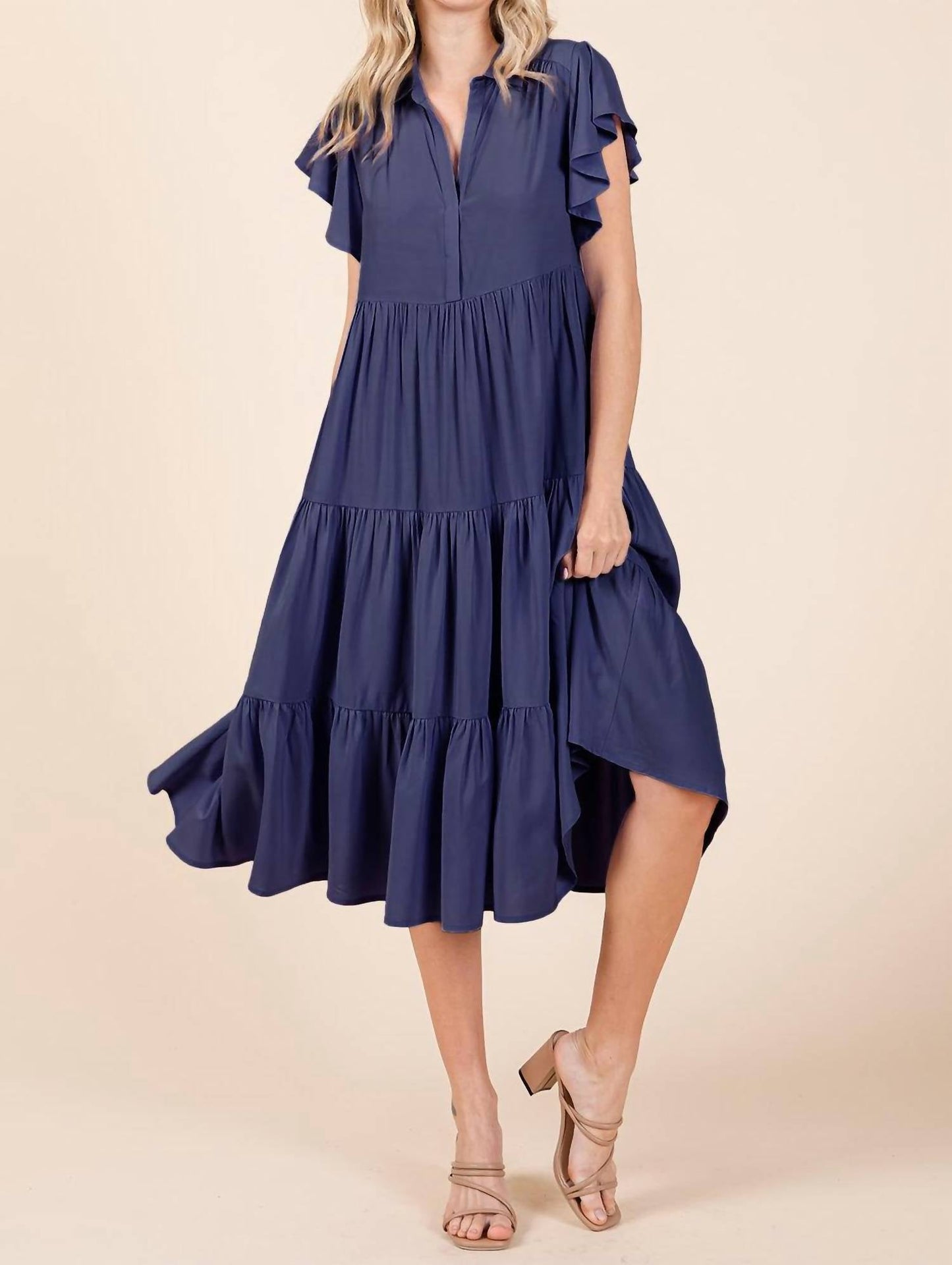 Mittoshop - Solid Tiered Midi Dress