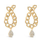 14K Yellow Gold Plated .925 Sterling Silver 1/10 Cttw Diamond Chain Link Teardrop Dangle Earrings (H-I Color, I1-I2 Clarity)