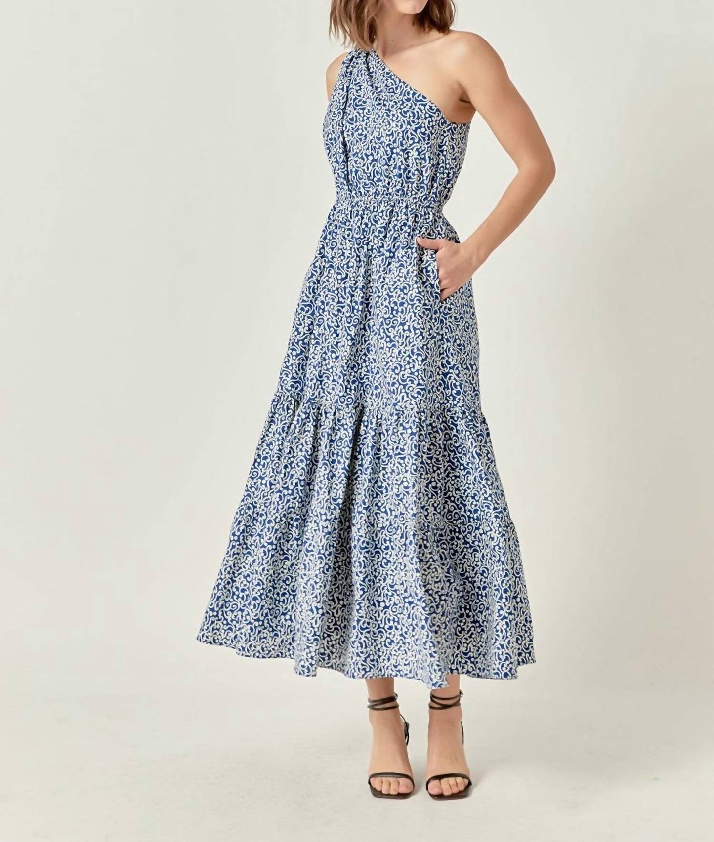 2.7 August Apparel - Print One Shoulder Maxi Dress