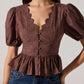 Astr - Arely Scalloped V-neck Peplum Top