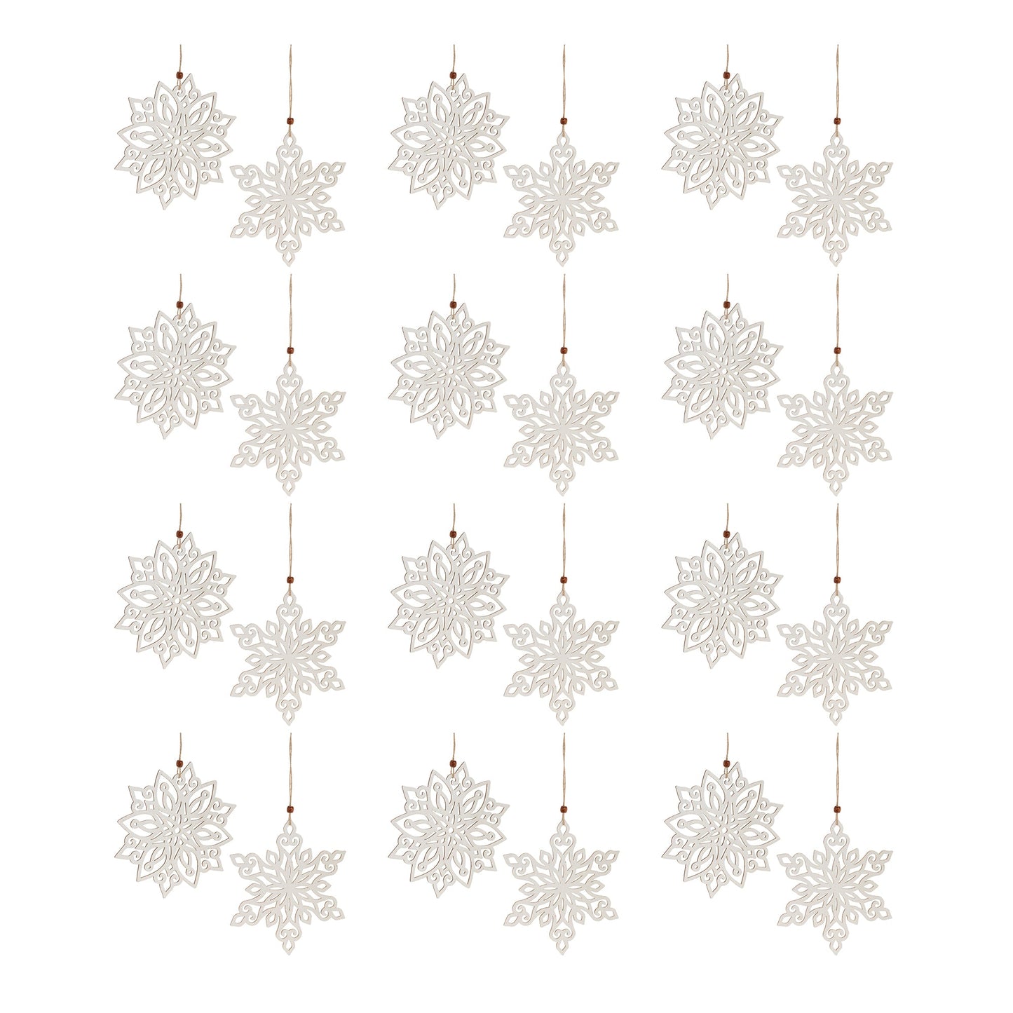 Wood Cut-Out Snowflake Ornament (Set of 24), White