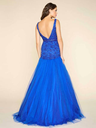 Mac Duggal - Vestido de baile longo com decote em V profundo