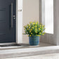 Set of 3 Grid Ceramic Flowerpot, Modern Planter for Patio, Garden, Windowsill - Blue Green
