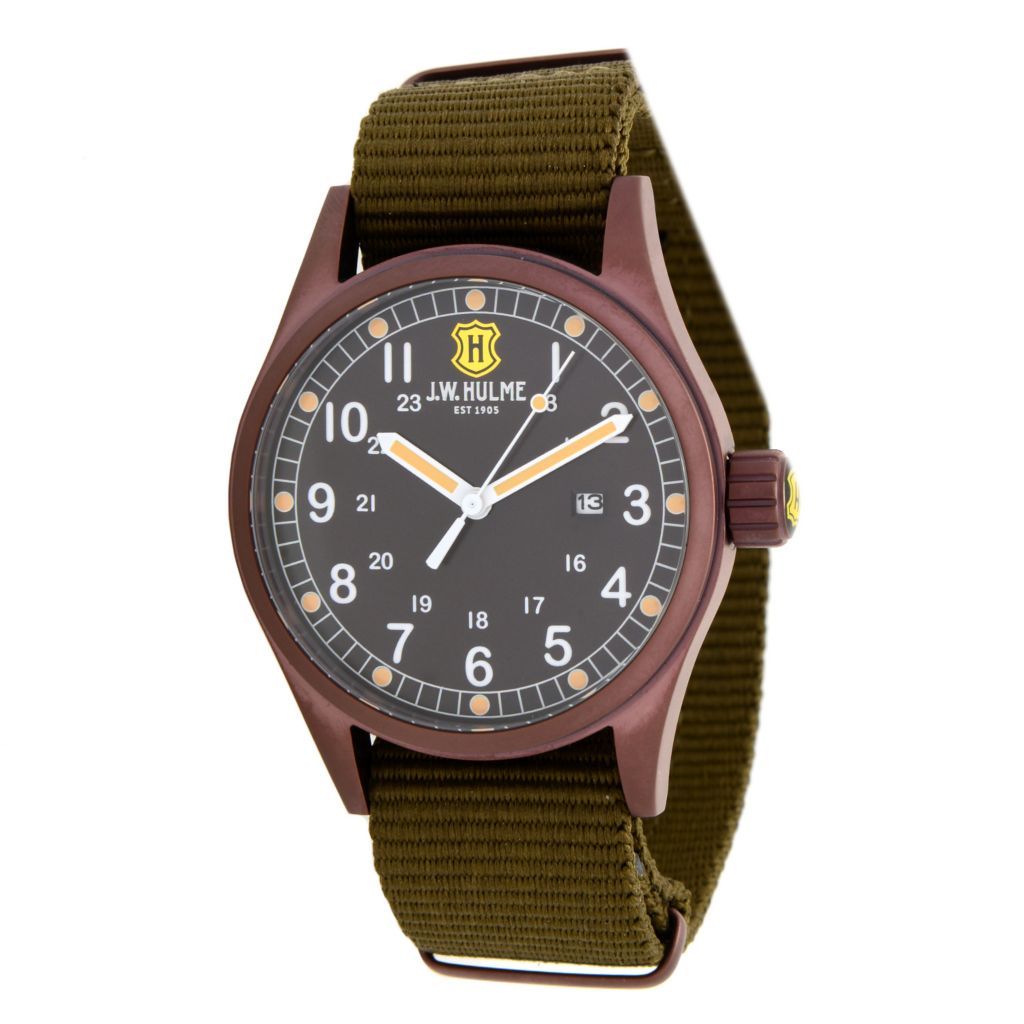 Relógio JW Hulme com pulseira de nylon e data de quartzo de 42 mm