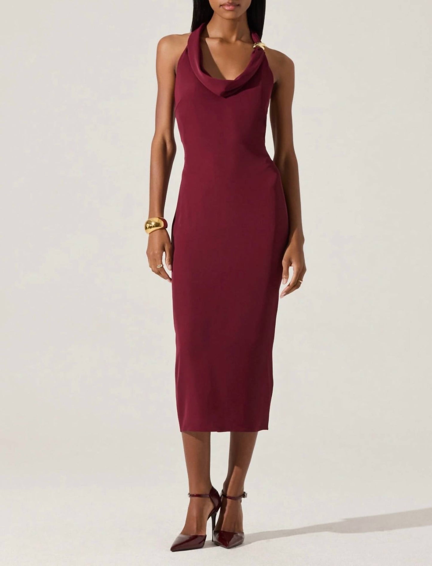 Astr - Alanna Halter Cowl Neck Dress
