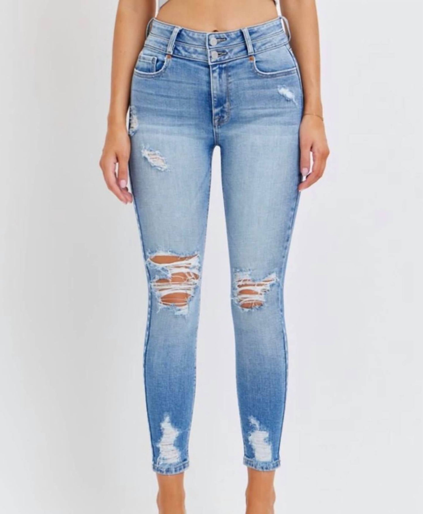 Cello - Jocelyn High Rise Distressed Skinny Jeans