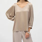 Joseph Ribkoff - V-neck Puff Sleeve Satin Top