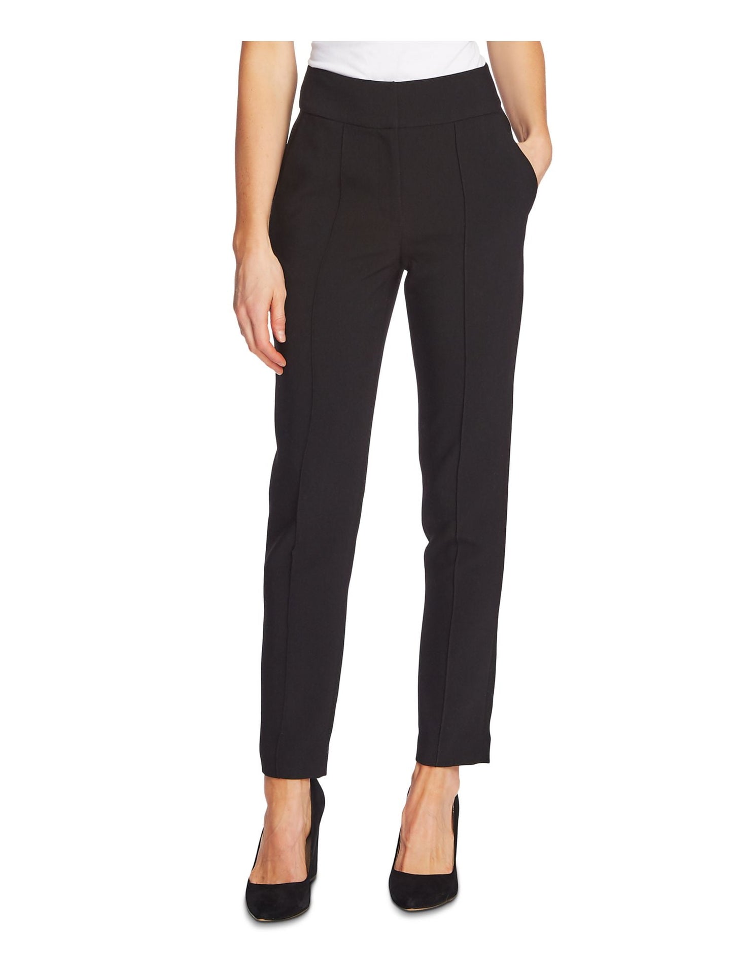 Calça skinny Vince Camuto Pintuck Stretch Crepe Preta Tamanho 2