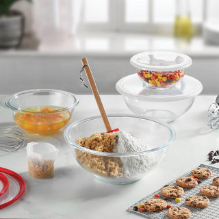 Tigelas de vidro para misturar com tampas - conjunto de 8 peças 