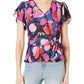 Parker Women's Flutter Sleeve Wrap Top with Tie at The Waist, Peony Dreams, L