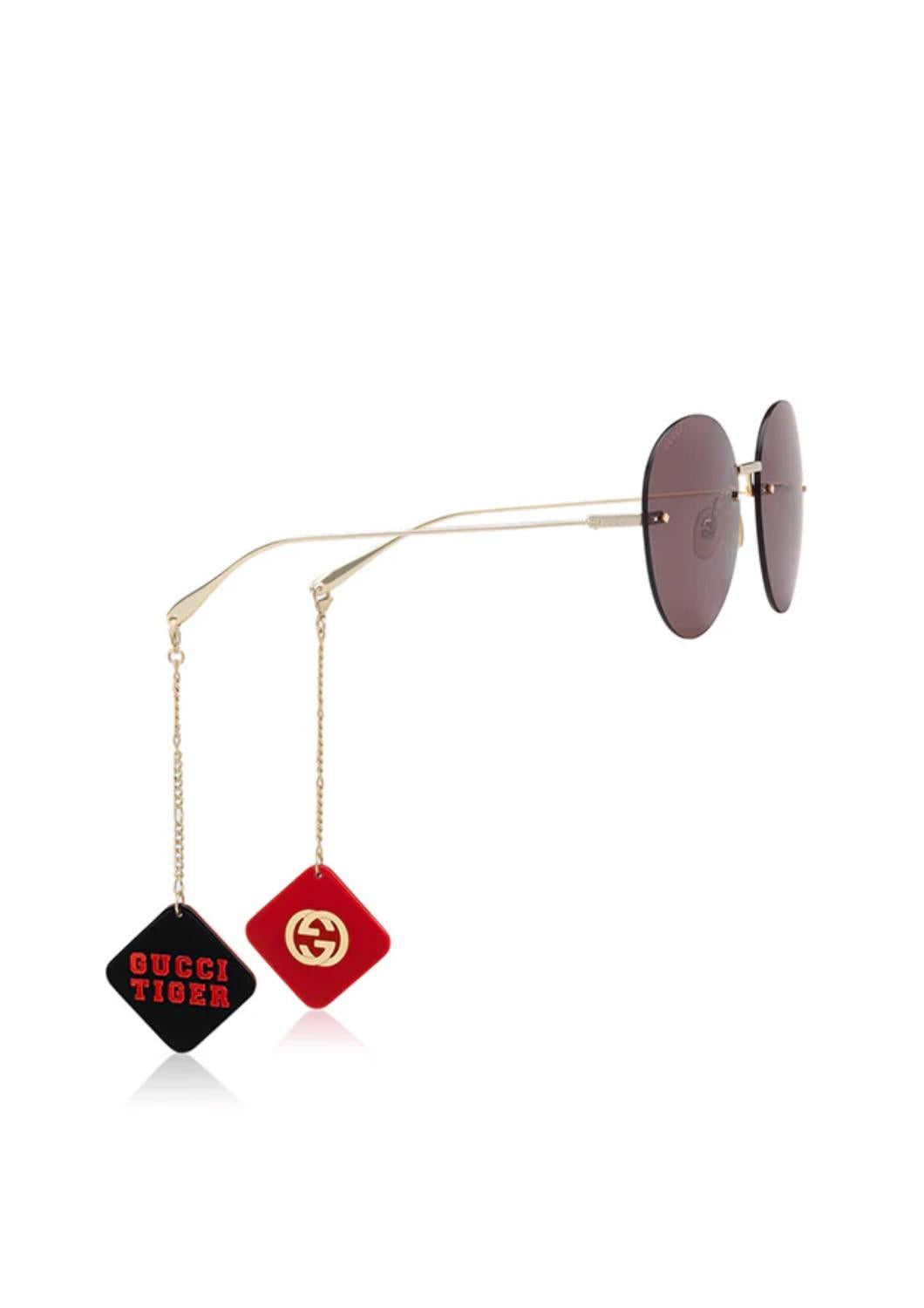 Gucci - Women's Tiger Round Sunglasses With Pendant
