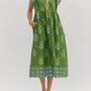 Entro - Split Neck Floral Framed Midi Dress