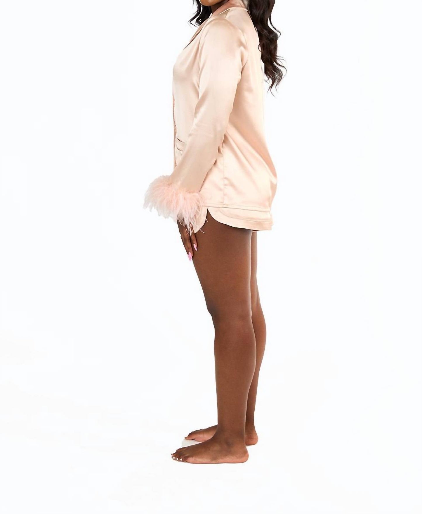 Buddylove - Conjunto de pijama Prescott com acabamento em penas