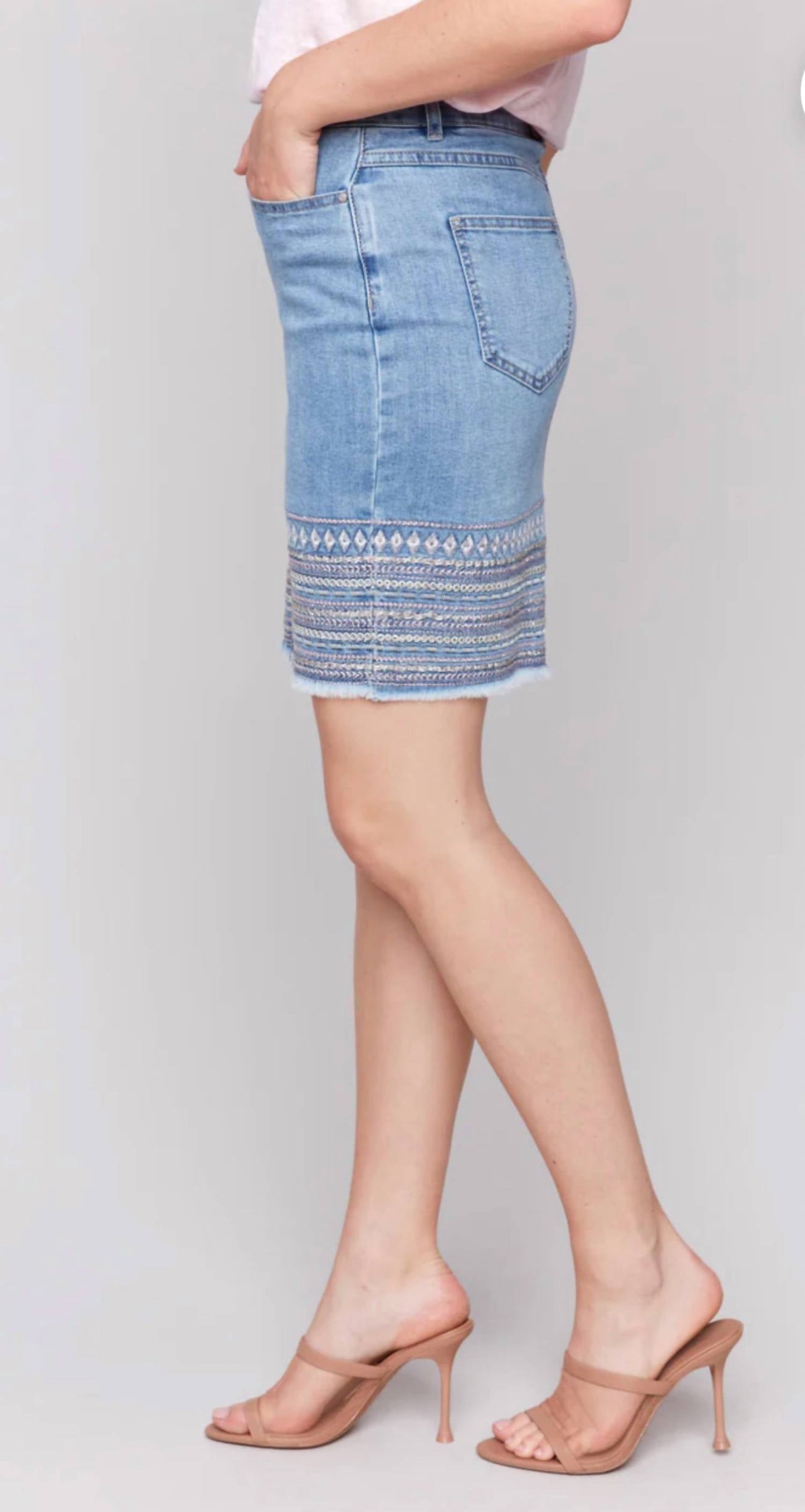 Charlie B - Women's Embroidery Cuff Skirt