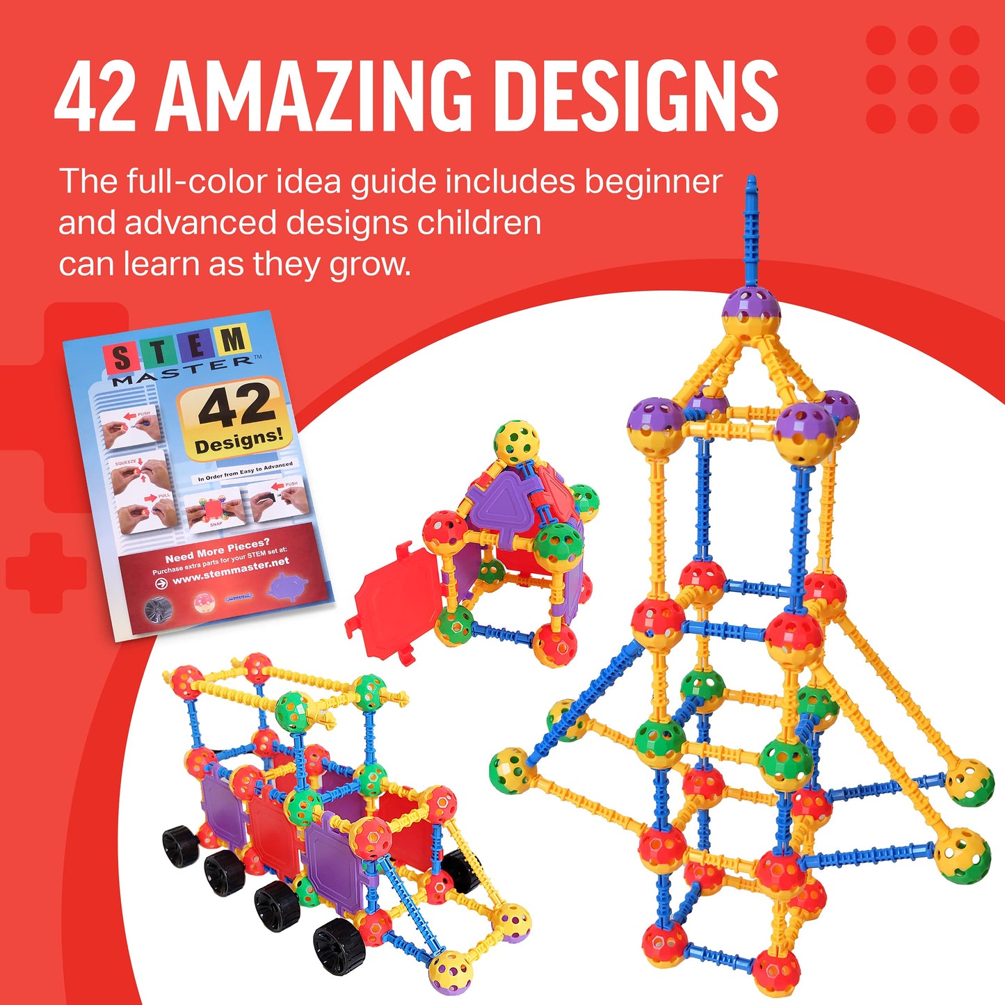 Kit de blocos de construção educativos - 176 peças (idades de 4 a 8 anos) 