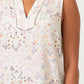 Lovestitch - Women's Floral Lattice Trim Split V Neck Tank Top