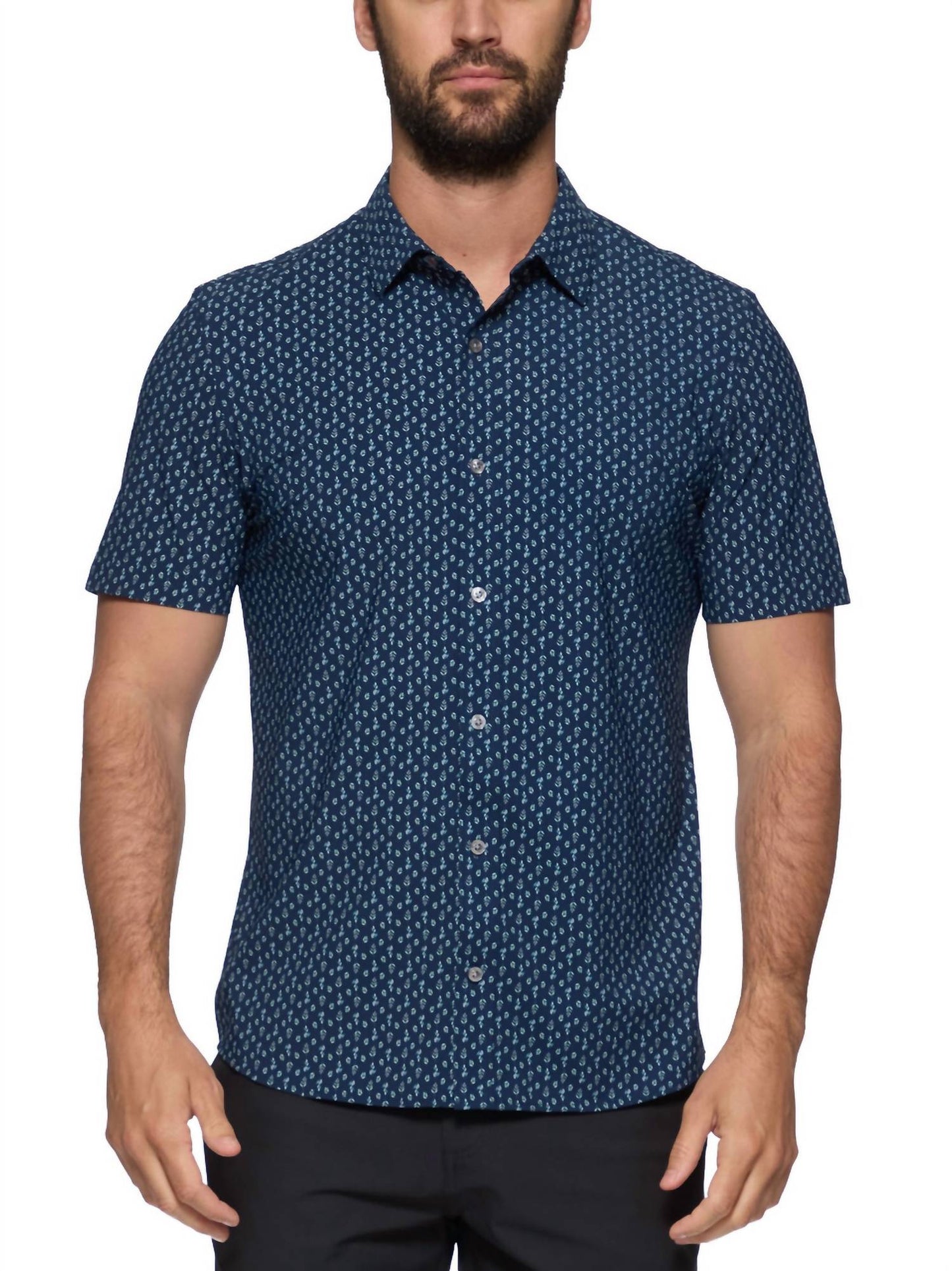 Flags & Anthem - Elston Short Sleeve Leaf Print Journey Shirt