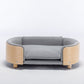 Scandinavian Style Elevated Dog Bed Pet Sofa Velvet Cushion Mid Size Light Grey