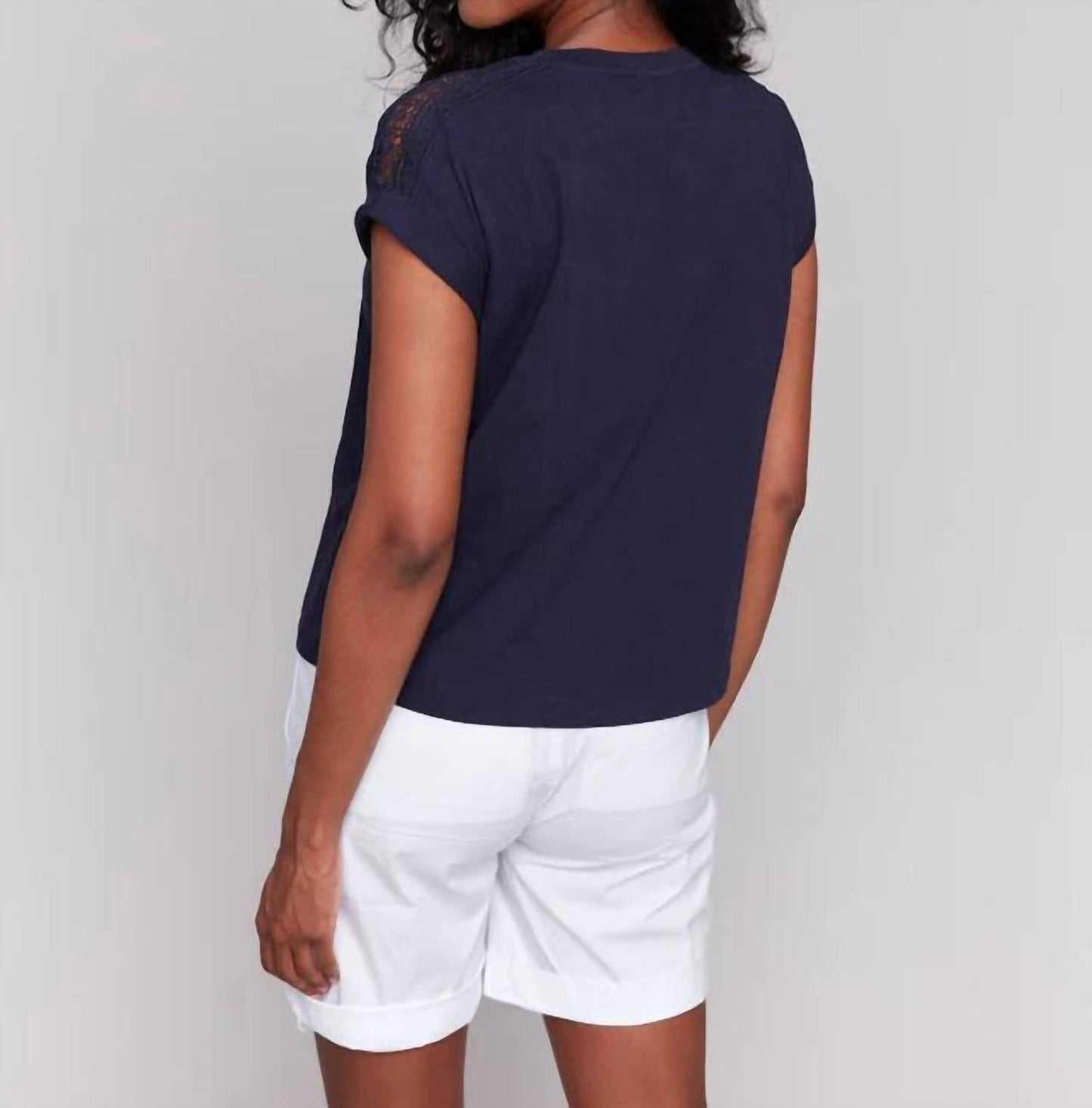 Charlie B - Drop Shoulder T-shirt With Lace Detail