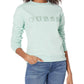 GUESS Women's Active Long Sleeve Embroidered Logo Sweatshirt, Soft Mint, Large