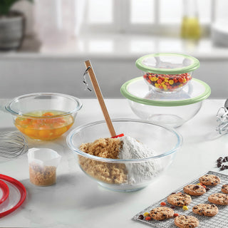 Tigelas de vidro para misturar com tampas - conjunto de 8 peças 