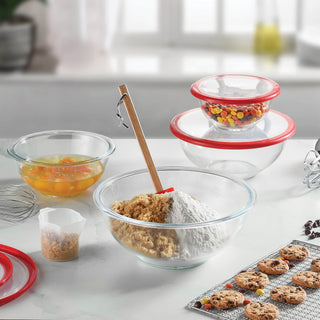 Tigelas de vidro para misturar com tampas - conjunto de 8 peças 