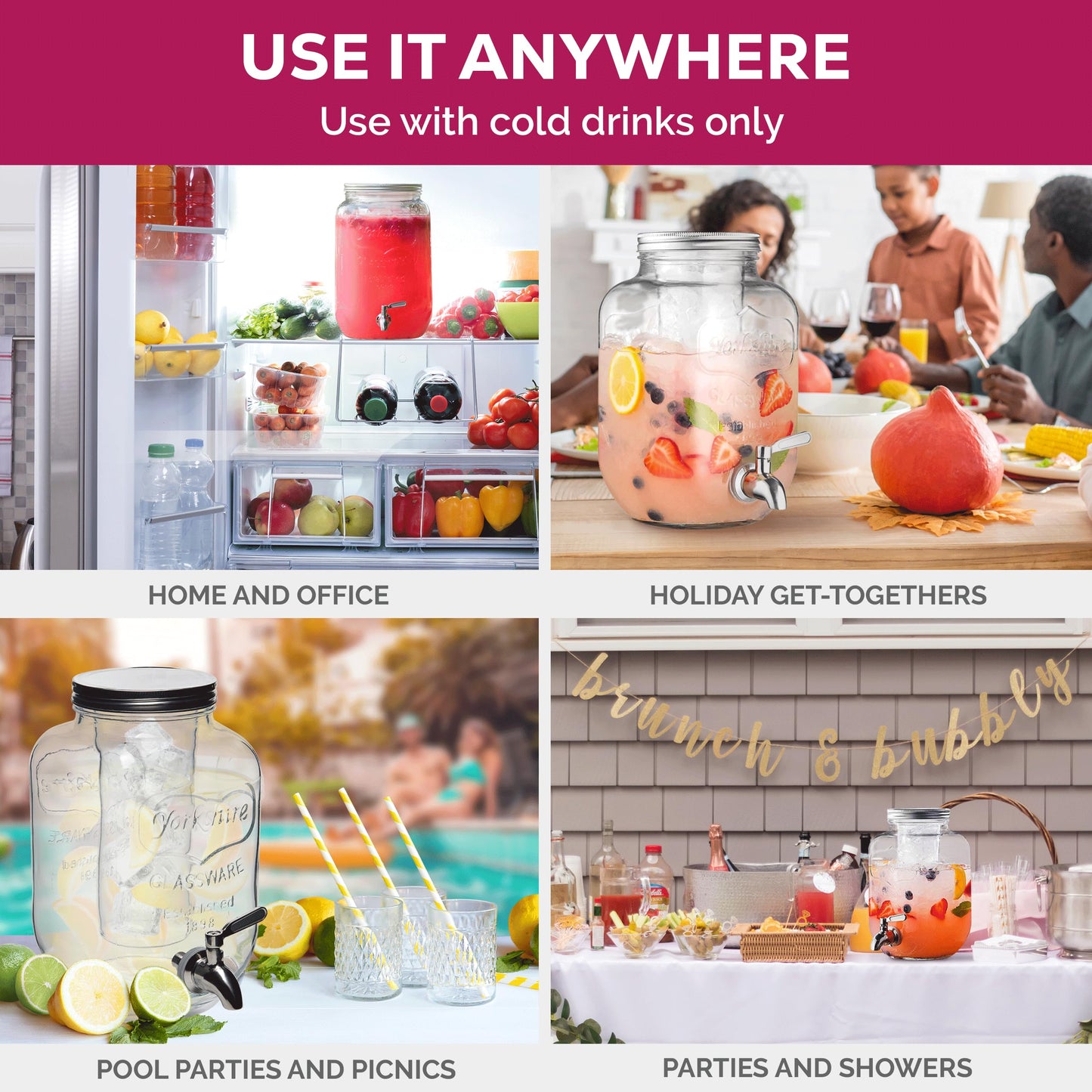 Dispensador de bebidas de vidro 