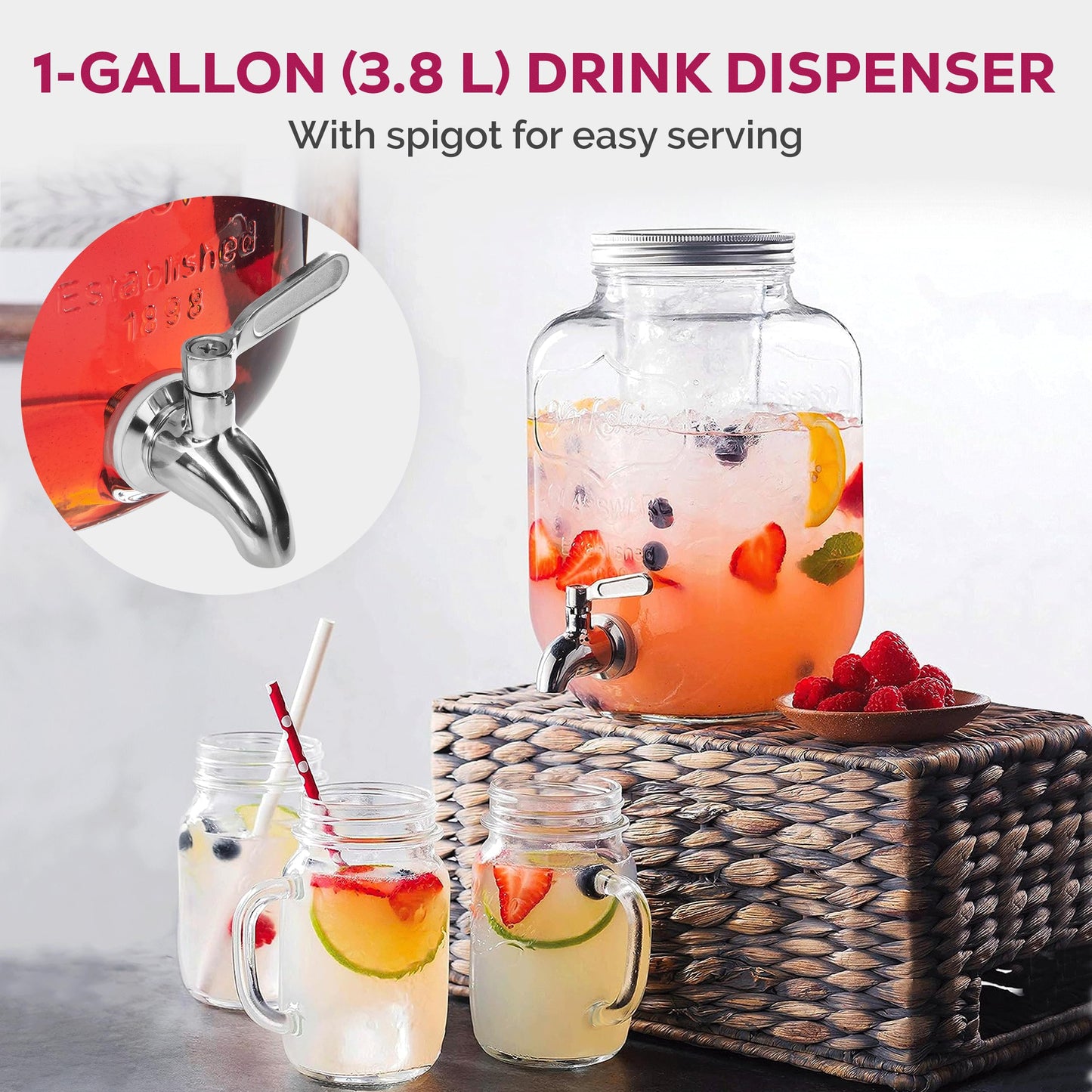 Dispensador de bebidas de vidro 