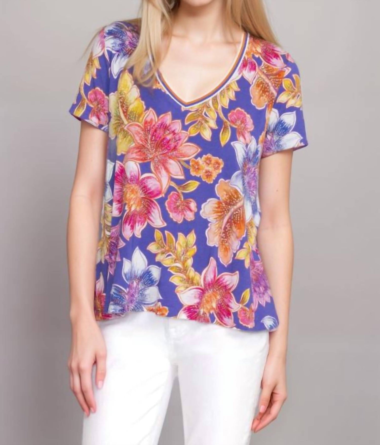 Johnny Was - The Janie Favorite Short Sleeve V-neck Swing Tee
